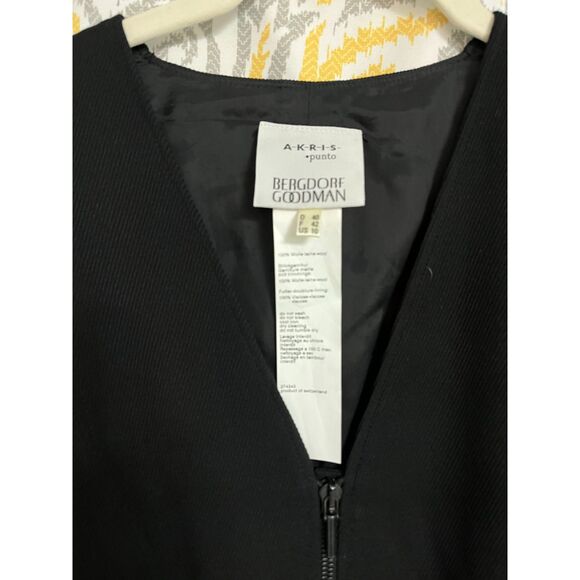 BERGDORF GOODMAN Akris A-K-R-I-S-punto Wool Black Dress Size 10 EUC - Picture 3 of 11